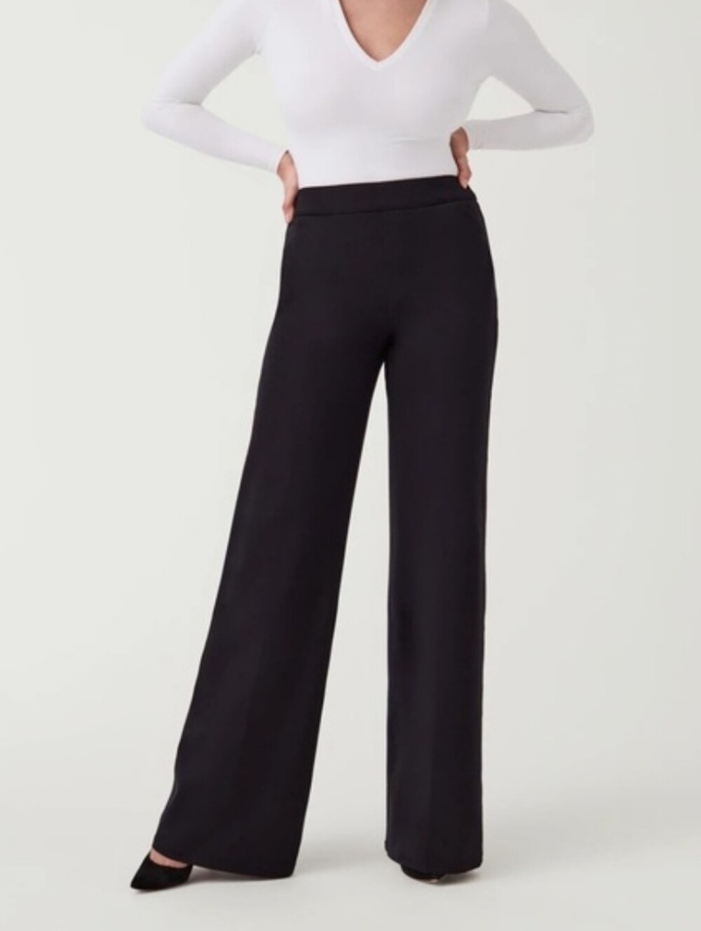 Spanx Black Pull On PerfectFit Ponte Wide Leg Pants